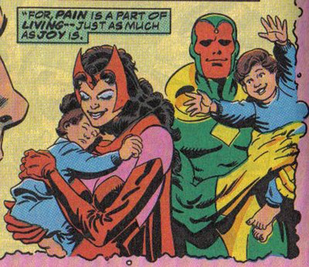 Vision and Wanda with their kids.